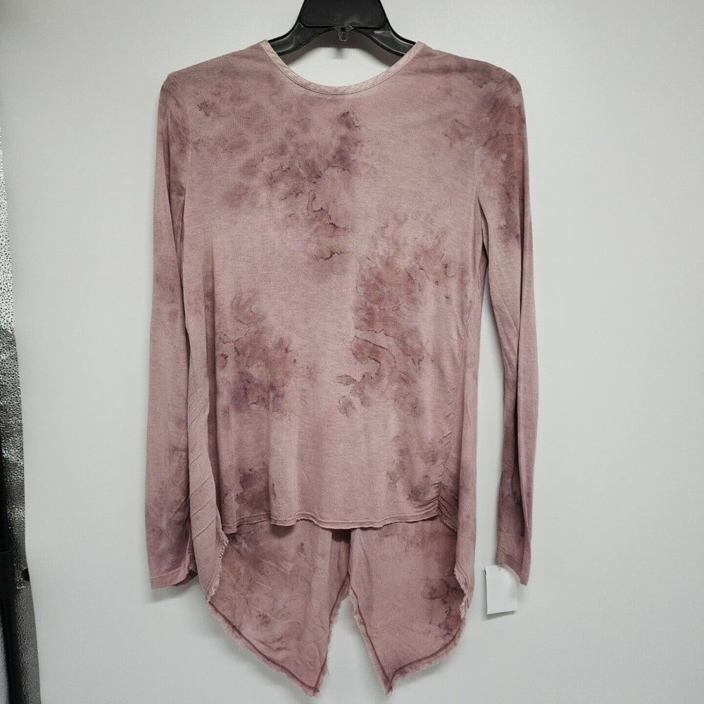 NEW XCVI Size Small Tunic Top Pink Watercolor Raw Hem Rayon Womens Shirt